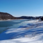 winter scene of mon river by rices landing  dallas slagle