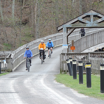 Bikers on Cheat Lake Trail